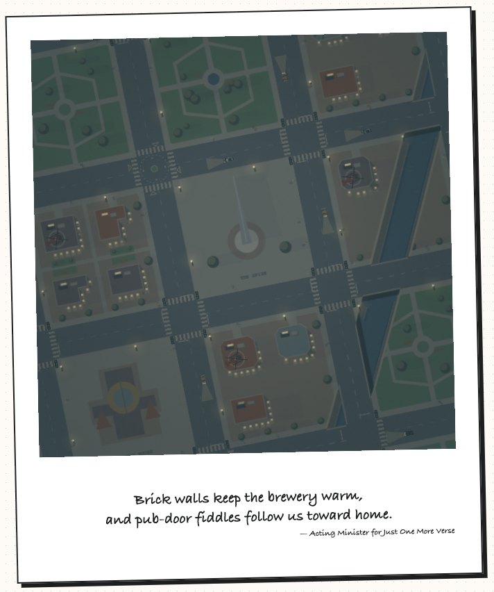 Fuji City print of Dublin at night with a two-line poem in the white frame